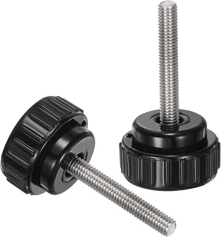 4pcs Knurled Clamping Knobs M5 x 30mm Metric 304 Stainless Steel Male Thread Thumb Screw on Type 25mm Plastic Round Head Threaded Hand Bolt Stud Knobs Black in Kuwait