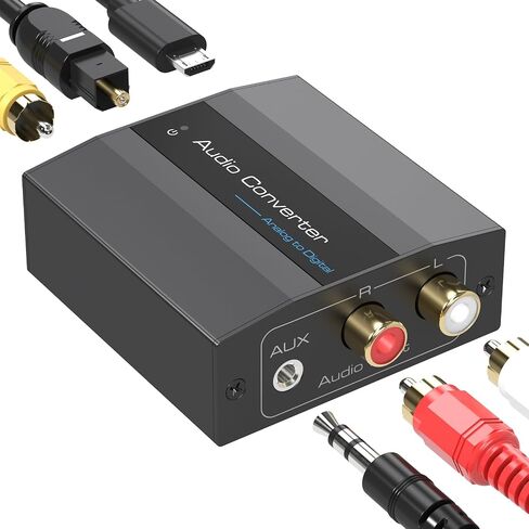 محول صوت تناظري إلى رقمي RCA إلى محول بصري RCA/3.5 مللي متر إلى Toslink ومحول محوري لـ PS5 PS4 DVD Soundbar in Kuwait