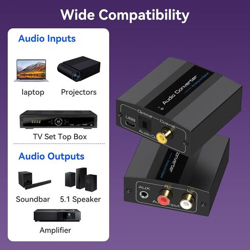 محول صوت تناظري إلى رقمي RCA إلى محول بصري RCA/3.5 مللي متر إلى Toslink ومحول محوري لـ PS5 PS4 DVD Soundbar in Kuwait