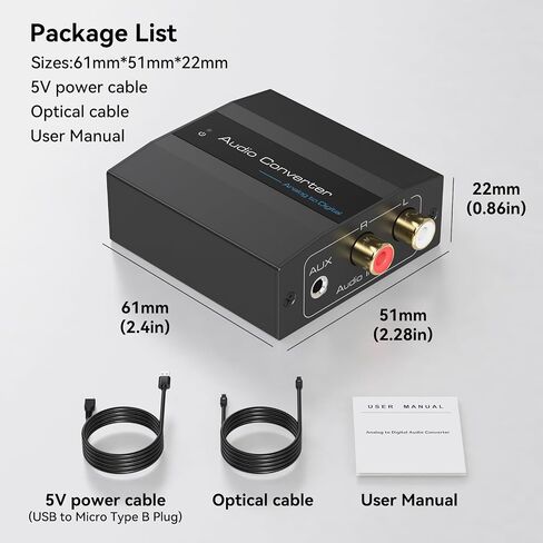 محول صوت تناظري إلى رقمي RCA إلى محول بصري RCA/3.5 مللي متر إلى Toslink ومحول محوري لـ PS5 PS4 DVD Soundbar in Kuwait