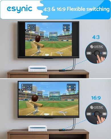 محول eSynic RCA إلى HDMI المحمول مع محول 4:3/16:9، مخرج 1080P، توصيل وتشغيل AV إلى HDMI لمحول فيديو الألعاب الرجعية Wii/PS2/N64/PS1 لـ HDTV/جهاز العرض، متوافق مع PAL/NTSC in Kuwait