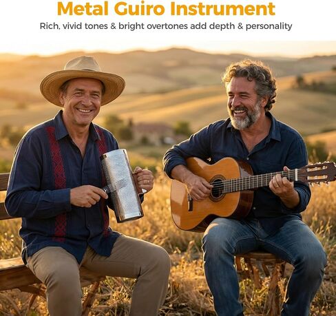 Metal Guiro Instrument with Scraper, Portable Guiro Shaker, Latin Percussion Instrument Musical Training Tool for Beginner Musicians, Professional Performers in Kuwait