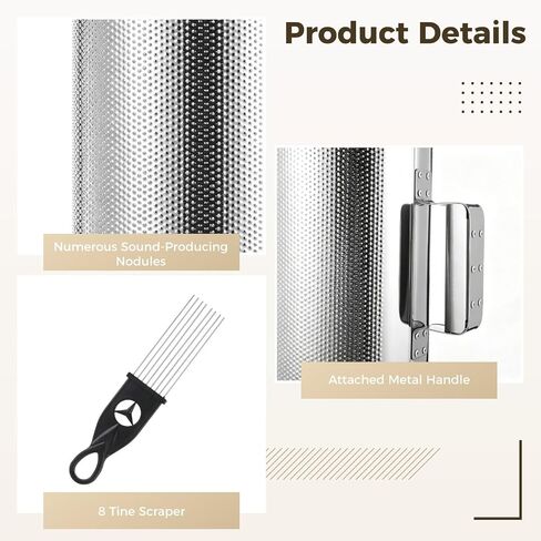 Metal Guiro Instrument with Scraper, Portable Guiro Shaker, Latin Percussion Instrument Musical Training Tool for Beginner Musicians, Professional Performers in Kuwait