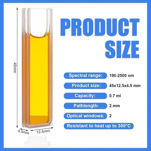 Xuhal 2 Pcs Standard UV Quartz Cuvette Cell for Spectrometer Standard Quartz, 0.7ml Cuvettes with Lid 2 Clear Windows, 2mm Pathlength Spectral Range: 190-2500 nm in Saudi Arabia