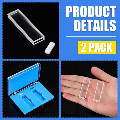 Xuhal 2 Pcs Standard UV Quartz Cuvette Cell for Spectrometer Standard Quartz, 0.7ml Cuvettes with Lid 2 Clear Windows, 2mm Pathlength Spectral Range: 190-2500 nm in Saudi Arabia