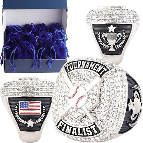 12 pcs Pack Baseball Home Plate Championship Trophy Ring Award Gift for Tournament Teams palyers Awards Size 9.5 Gold, Silver, Bronze Color in Kuwait