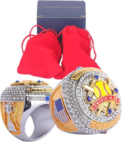 2 pcs Pack or 12 pcs Pack Softball Championship Trophy Ring Award Gift for Tournament Champion Team palyers Awards Trophy on Side Size 9.5 in Kuwait