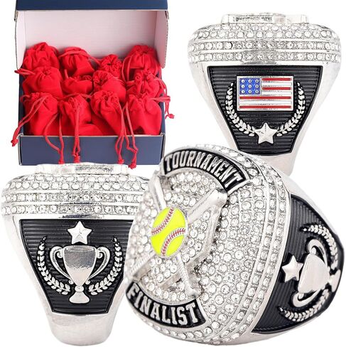 حزمة من 12 قطعة من جائزة Softball Homeplate Championship Trophy Ring لفرق البطولة وجوائز palyers مقاس 9.5 ذهبي وفضي وبرونزي in Saudi Arabia