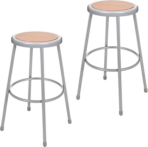 OEF Furnishings OEF6230/2 Preassembled Commercial Steel Round Stool with Masonite Wood Seat (30-inch Height, Grey Frame, 2-Pack) in Kuwait