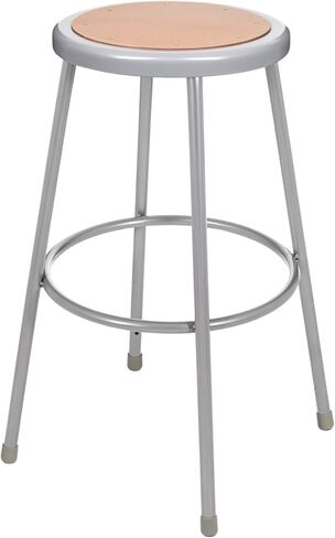OEF Furnishings OEF6230/2 Preassembled Commercial Steel Round Stool with Masonite Wood Seat (30-inch Height, Grey Frame, 2-Pack) in Kuwait