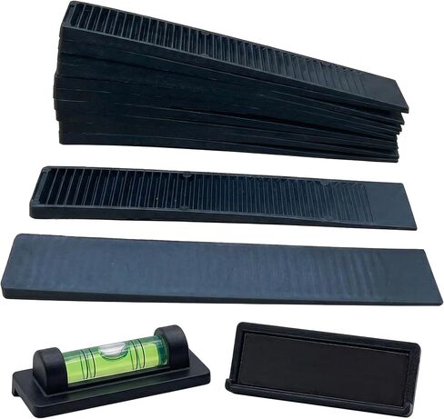 Composite Shims 12 Pack with 2 Magnetic Bubble Levels - Durable Plastic Wedges for Furniture, Toilet, Door & Window Leveling - Never Rot, Weather Resistant Home Improvement Tool Set in Kuwait
