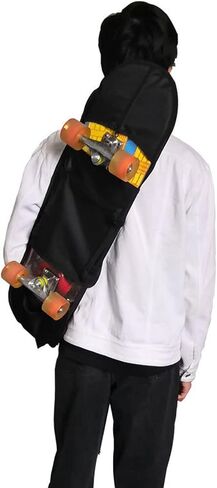 PURFUN Black Skateboard Bag for Double Kick Skateboard, 32.3"X8.7" Nylon Skateboard Carry Bag Backpack Rucksack Shoulder Bag with Adjustable Strap in Kuwait