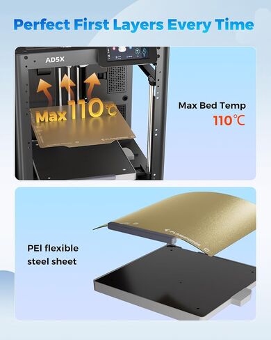 FLASHFORGE AD5X 3D Printer,Multi-Color 3D Printer with IFS,Fully Auto Leveling with Max 600mm/s High Speed Printing and Max 300°C Nozzle,Large Printing Size 220 * 220 * 220mm in Kuwait