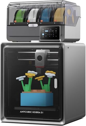 Anycubic Kobra S1 ACE 2 Pro Combo Multicolor 3D Printer, FDM 3D Printer Enclosed with ACE 2 Pro Filament Dryer Box, 4 Colors Auto-Feed, High Speed 3D Printers for Kids Beginners Family Professional in Kuwait
