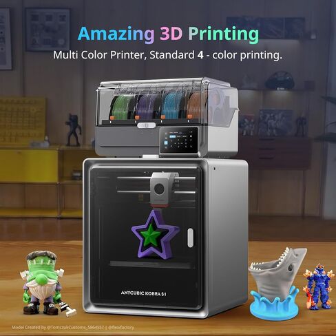 Anycubic Kobra S1 ACE 2 Pro Combo Multicolor 3D Printer, FDM 3D Printer Enclosed with ACE 2 Pro Filament Dryer Box, 4 Colors Auto-Feed, High Speed 3D Printers for Kids Beginners Family Professional in Kuwait