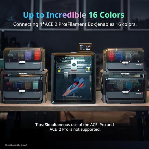 Anycubic Kobra S1 ACE 2 Pro Combo Multicolor 3D Printer, FDM 3D Printer Enclosed with ACE 2 Pro Filament Dryer Box, 4 Colors Auto-Feed, High Speed 3D Printers for Kids Beginners Family Professional in Kuwait