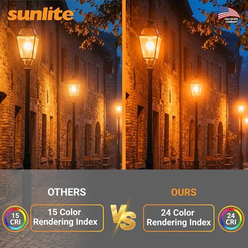 لمبة إضاءة Sunlite عالية الضغط الصوديوم ED17 HID، 70 واط، 6000 لومن، 2100 كلفن أبيض دافئ، 24 CRI، قاعدة لولبية متوسطة (E26)، شفافة، لأضواء الشوارع، ومواقف السيارات والتركيبات التجارية، عبوتان in Kuwait