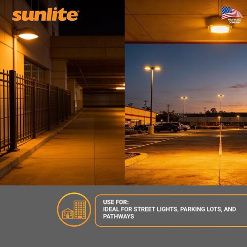 لمبة إضاءة Sunlite عالية الضغط الصوديوم ED17 HID، 70 واط، 6000 لومن، 2100 كلفن أبيض دافئ، 24 CRI، قاعدة لولبية متوسطة (E26)، شفافة، لأضواء الشوارع، ومواقف السيارات والتركيبات التجارية، عبوتان in Kuwait
