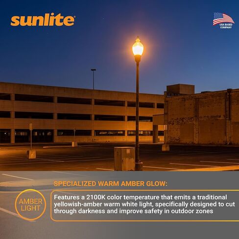 لمبة إضاءة Sunlite عالية الضغط الصوديوم ED17 HID، 70 واط، 6000 لومن، 2100 كلفن أبيض دافئ، 24 CRI، قاعدة لولبية متوسطة (E26)، شفافة، لأضواء الشوارع، ومواقف السيارات والتركيبات التجارية، عبوتان in Kuwait