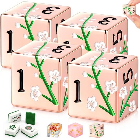 4 Pcs Mahjong Dice Crystal Dice 16mm Mahjong Sieve Accessories Square Rounded Edge Casino Theme Party for Casino, Craps, Table Games and Board Games in Kuwait