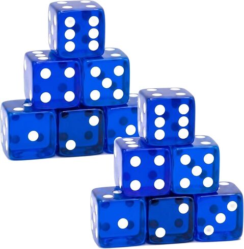 12 Piece 19 mm Casino Style Dice Set, Acrylic Translucent D6 Dice with Square Rounded Edge, Rose Red for Craps, Table Games, Board Games, RPG, MTG, DND(Rose red) in Kuwait
