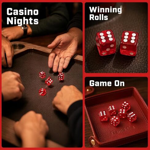 24 PCS Red Casino Dice Set: 19mm Large Dices Standard Game Acrylic Red Colored Dice Bulk for Casino Party Games Vegas Birthday Math in Kuwait