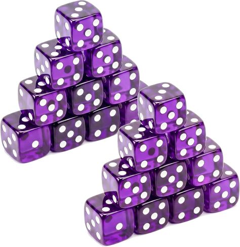 20 Piece 19 mm Casino Style Dice Set, Acrylic Translucent D6 Dice with Square Rounded Edge, Pink for Craps, Table Games, Board Games, RPG, MTG, DND(Pink) in Kuwait