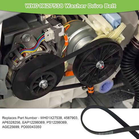 WH01X27538 Washer Drive Belt Compatible with GE GTW465ASN1WW GTW465ASN9WW GTW465ASN3WW GTW335ASN1WW GTW335ASN2WW Washing Machine, Washer Motor Belt Replace AP6328256 4587903 PS12299369 in Kuwait