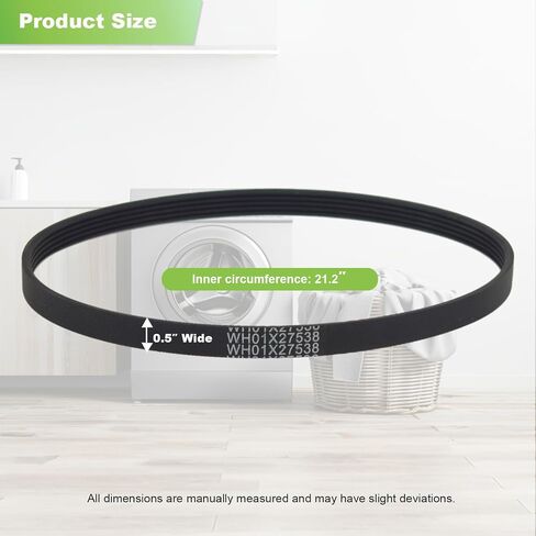 WH01X27538 Washer Drive Belt Compatible with GE GTW465ASN1WW GTW465ASN9WW GTW465ASN3WW GTW335ASN1WW GTW335ASN2WW Washing Machine, Washer Motor Belt Replace AP6328256 4587903 PS12299369 in Kuwait
