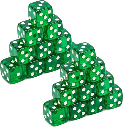 20 Piece 19 mm Casino Style Dice Set, Acrylic Translucent D6 Dice with Square Rounded Edge, Pink for Craps, Table Games, Board Games, RPG, MTG, DND(Pink) in Kuwait