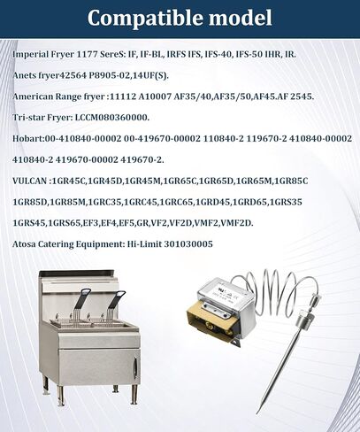 1177 High Limit Fryer Switch LCCM2003000 Fits for ATOSA 301030005 Fryer | Gas Fryer Hi Limit Thermostat, 232℃/450°F, 3/8" MPT Stuffing Box in Kuwait