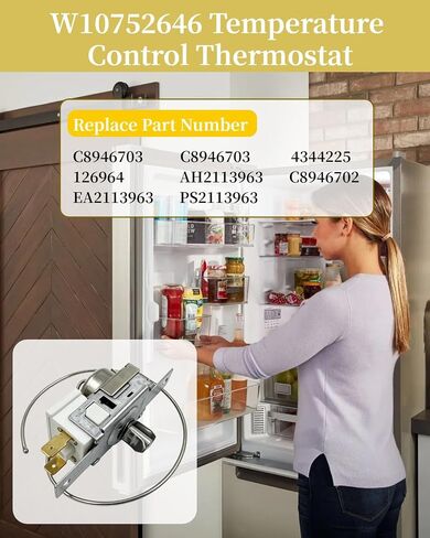 W10752646 ترموستات للتحكم في درجة الحرارة (التحكم البارد) مناسب لدوامة C8946703 C8946703 4344225 126964 AH2113963 C8946702 EA2113963 PS2113963 in Kuwait