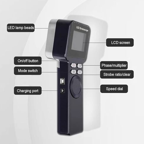 Led Digital Handheld Stroboscope, 200-999999 RPM Non Contact Motor Engine Speed Analyzer, for Gears, Tires to Measure in Kuwait