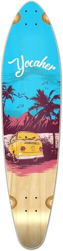 لوح تزلج Yocaher Longboard Kicktail Cruiser مقاس 40 بوصة × 10 بوصة مع شريط قبضة أسود ممتاز من BLACKWIDOW - سطح فقط - أزرق وأحمر in Kuwait