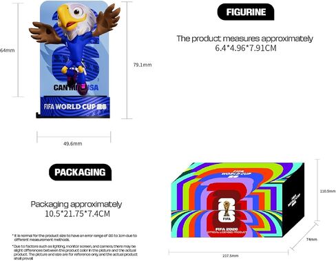 Sanyetral FIFA 2026 World Cup Official Licensed Mascot Figurines Set of 3 with Display Box (Zayu, Maple & Clutch), Official Merchandise Model Figure for Collectors in Kuwait
