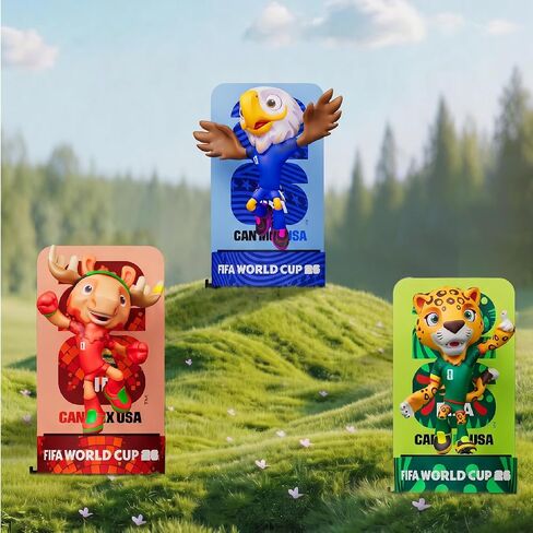 Sanyetral FIFA 2026 World Cup Official Licensed Mascot Figurines Set of 3 with Display Box (Zayu, Maple & Clutch), Official Merchandise Model Figure for Collectors in Kuwait