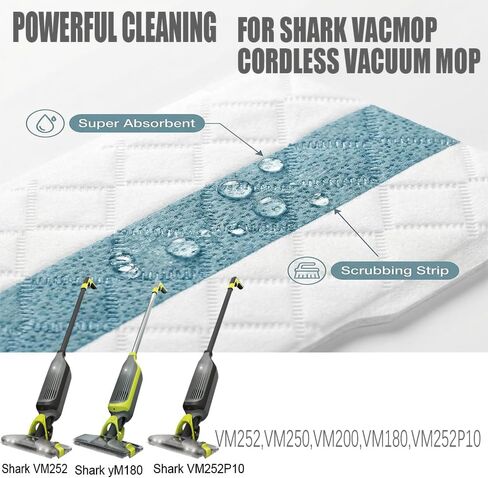 10-Pack Disposable mop Replacement Pad, Suitable for Shark Vacmop Pro VM252, VM200, VM190, VM250, VM251, VM200C, VM252C, QM250, VC205 Vacuum Cleaner mop Replacement Pad in Kuwait