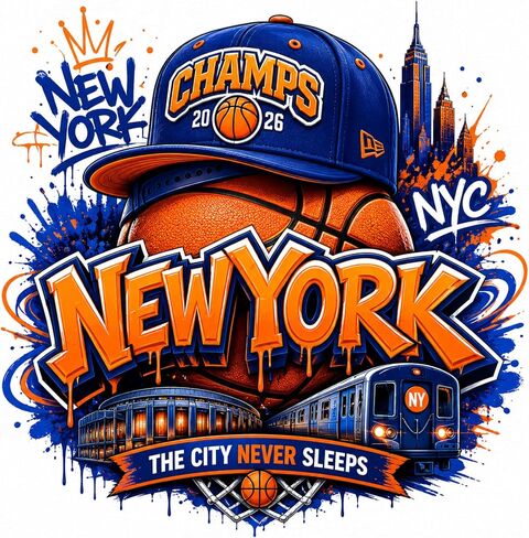 New York Basketball Champs 2026 Vinyl Sticker, 5 Inch, Multicolor Graffiti Style, Waterproof, Glossy Finish in Kuwait