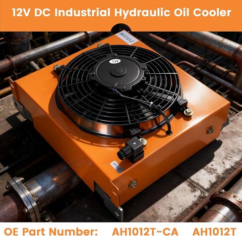 AH1012T-CA Industrial Hydraulic Oil Cooler 120W 12VDC 60HZ 100L/min 26.2GPM Aluminum Plate-Fin 1450rpm with Precise Welding for Engineering Machinery Hydraulic Station Oil Compresses in Kuwait