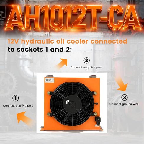 AH1012T-CA Industrial Hydraulic Oil Cooler 120W 12VDC 60HZ 100L/min 26.2GPM Aluminum Plate-Fin 1450rpm with Precise Welding for Engineering Machinery Hydraulic Station Oil Compresses in Kuwait