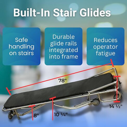 Model F500 Multi-Level Mortuary Stretcher, 400 lb Funeral Removal Cot | Mortuary Stretcher – High-Loading Cot with Roll-in Frame, Stair Guide – Ideal for Funeral ,Mortuary & Cremation Transport in Kuwait