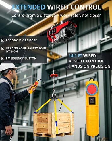 Electric Hoist,440 lbs Electric Winch with 14.1ft Remote Control,110V Electric Hoist with 40 ft/20 ft Lift Height, Lift Hoist for Warehouse,Garage,Factory,Attic in Saudi Arabia
