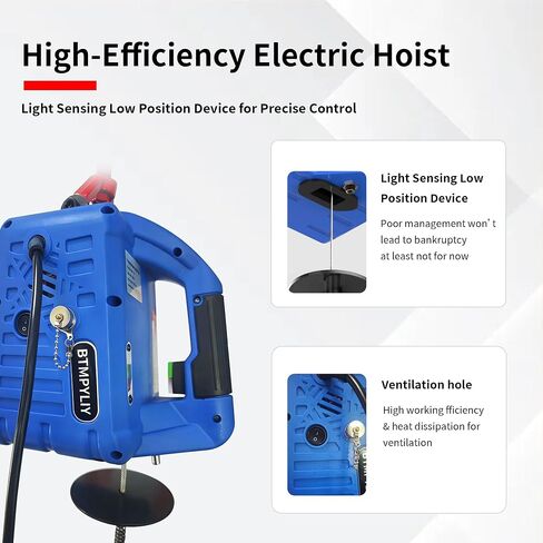 Wireless 3-in-1 Hoist Winch, 1500W/120V, 1100 Lbs Capacity Portable Electric Winch with Remote Control - Lift, Pull, Drag in Garage, Workshop, Farm in Kuwait
