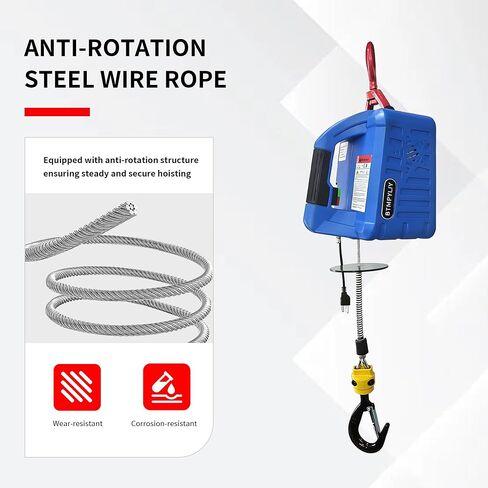 Wireless 3-in-1 Hoist Winch, 1500W/120V, 1100 Lbs Capacity Portable Electric Winch with Remote Control - Lift, Pull, Drag in Garage, Workshop, Farm in Kuwait