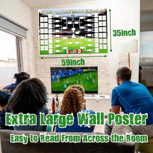Suxxyyds 2026 Worlds Cup Schedule Poster, Worlds Cup Bracket Poster 2026, 59 x 35-Inch Wall Chart with 2 Sets of Reusable National Flag Stickers, 64 Country Flags, For Watch Parties and Office Pools in Kuwait