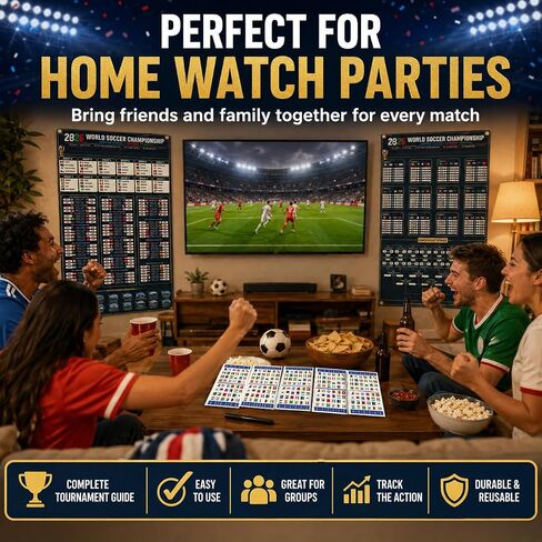 2026 World Soccer Cup Schedule & Match Fabric Wall Chart Set – 2 Large Cloth Posters with Marker & National Flag Stickers for wonderful Soccer Fans Gift Soccer Game Night Decorations (75x130cm) in Kuwait