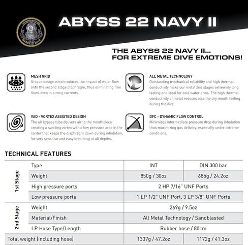 مجموعة منظم الغوص Mares Abyss 22 Navy II - المرحلة الأولى والثانية in Kuwait
