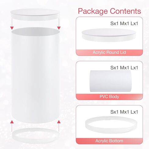 FAHKNS Cylinder Stands for Party, 3pcs Round Pedestal Stand, White Cake Stand for Wedding, Party, Birthday, Party Flowers, Display Columns cilindros para fiestas redondos blancos in Kuwait