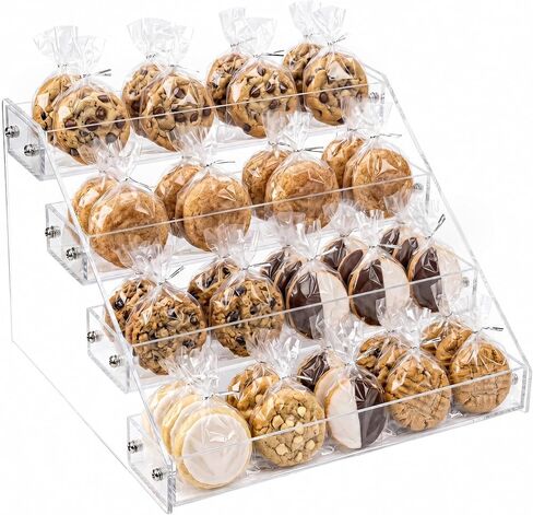 Cookie Display Stand, 4-Tier Acrylic Cookie Display for Vendors & Bakery, Clear Cookie Stand for Party, Cupcakes, Dessert and Treat Display Holder in Kuwait