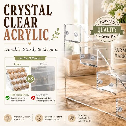 Cookie Display Stand, 4-Tier Acrylic Cookie Display for Vendors & Bakery, Clear Cookie Stand for Party, Cupcakes, Dessert and Treat Display Holder in Kuwait